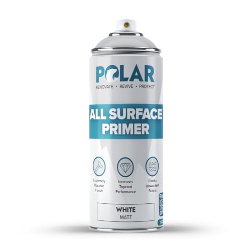 Polar All Surface Primer Spray Paint - 400ml Matt White - Quick Drying Undercoat - Easy Spray Primer with Strong Adhesion - For Interior & Exterior Surfaces