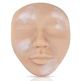 Cara realista 3D con puntos de vitíligo, maquillaje permanente, tatuaje, tabla de práctica de silicona para entrenamiento de camuflaje de vitiligo (1 pieza marrón claro)