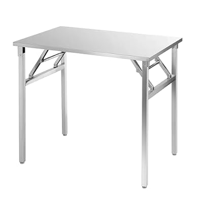 FINEUNAN Mesa plegable de trabajo de acero inoxidable 100x60 cm - Mesa de gastronomía con capacidad de carga hasta 250 kg - Mesa de cocina de acero inoxidable para gastronomía - Mesa plegable de