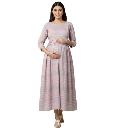 Image of DUMMY SHAPE Pregnancy Dresses for Women Cotton | Floral Anarkali Flare Kurta with Dual Nursing Zippers | Pregnancy & Breastfeeding | Feeding Kurtis | Baby Shower | Gifts for Pregnant Woman