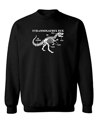 T Rex Anatomy - Dinosaur Bones Toddler Fleece Crewneck Sweater (Black, 2T)