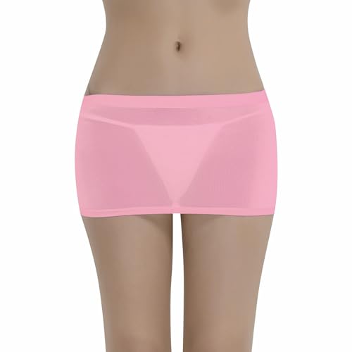 Lejafay Women's Mesh See Through Stretch Club Lingerie Micro Skirt Sheer Nightwear Mini Skirts