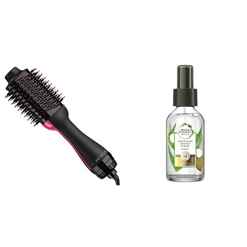 REVLON Salon One-Step Secador y Voluminizador, Negro y Herbal Essences Aqua Oil Bio Renew Aloe & Extracto De Coco 100 ML