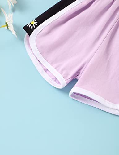 Image of Hipea Toddler Baby Girl Outfits Flower Tops Sleeveless Vest Shorts Headband Summer Clothes Set