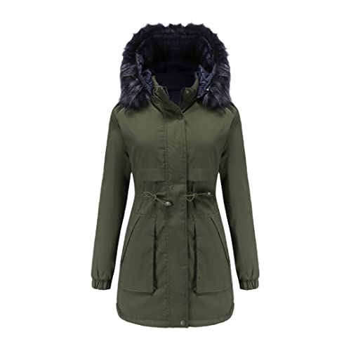 Manteau d'hiver rembourré premium pour femme avec grand bonnet en fourrure épais