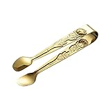 Pinzas de servir, pinzas pequeñas de acero inoxidable con patrón de rosas | Pinzas pequeñas de cocina para cubitos de hielo, pinzas de cocina para barbacoa, parrilla y pan