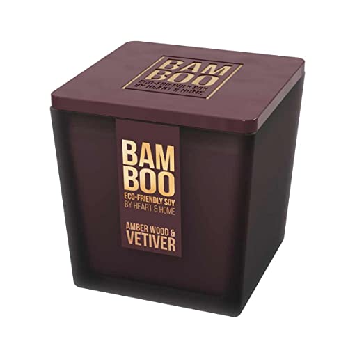 Bougie bambou bois ambre et vétiver Heart and Home grande taille