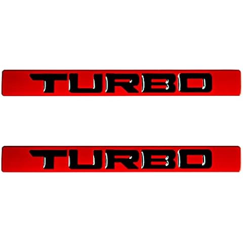 WOSITE 2Pcs 4.5" Length 3D Metal Turbo Car Truck Door Body Side Fender Rear Trunk Adhesive Emblem Badge Decals for Auto Sport Decoration Accessories Cover
