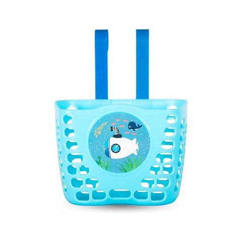 DRBIKE Kids Bike Basket for 12 14 16 inch Girls Boys Bike Kid's Bicycle Front Handlebar Plastic Basket Kids Bicycle Accessories Turquoise Cover