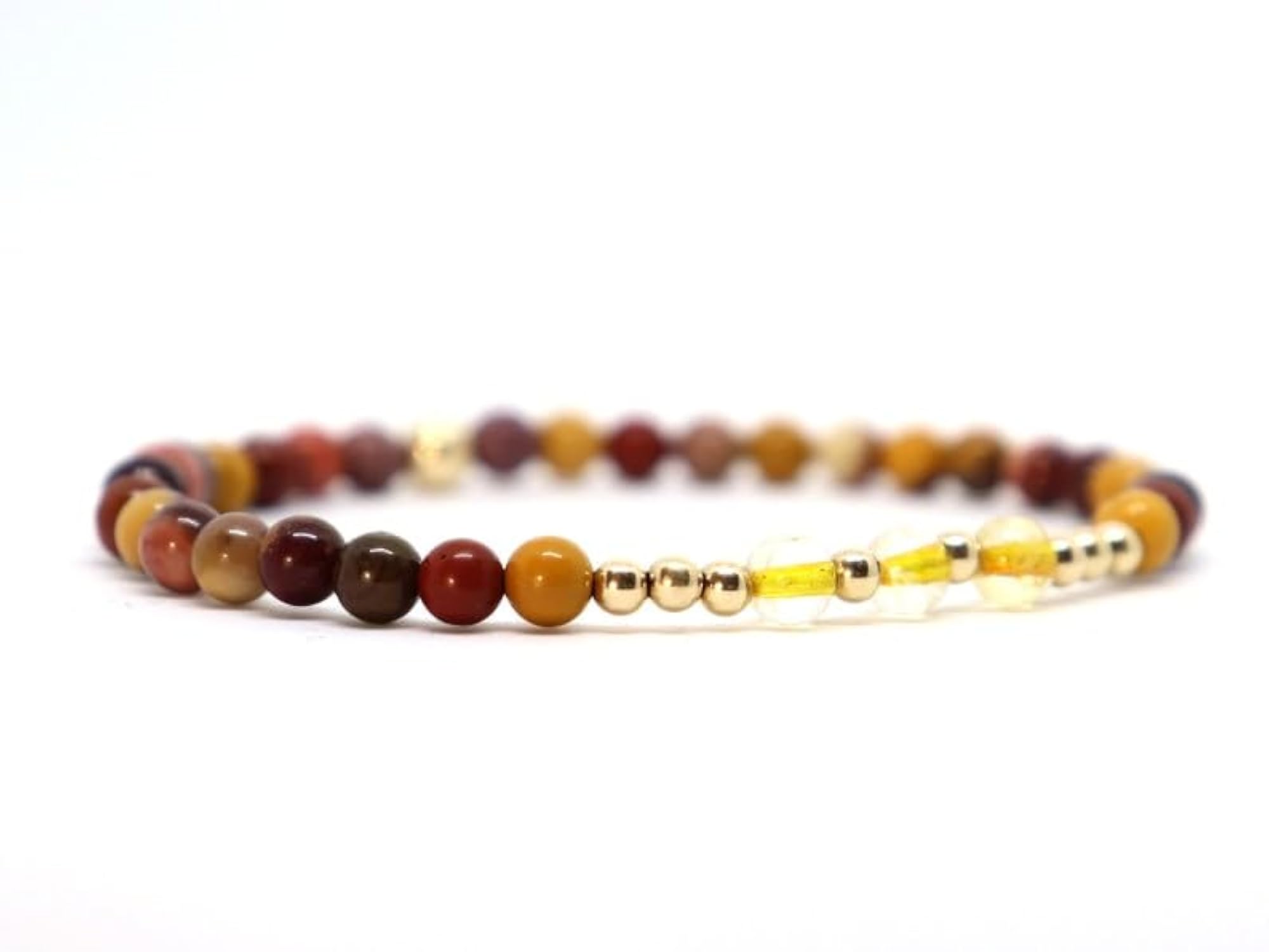 Natural Mookaite Jasper 4mm Round Bead Stretchable Bracelet, Unisex