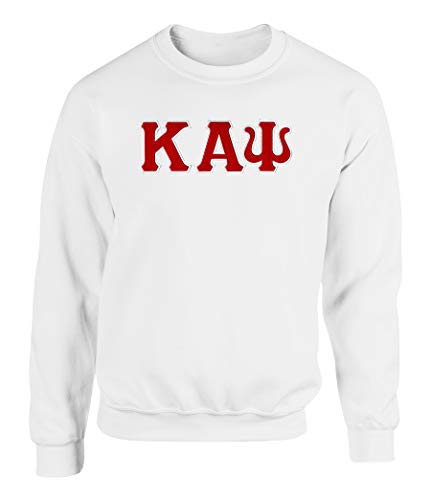 Fashion Greek Kappa Alpha Psi Twill Letter Crewneck Sweatshirt White Red-White Large