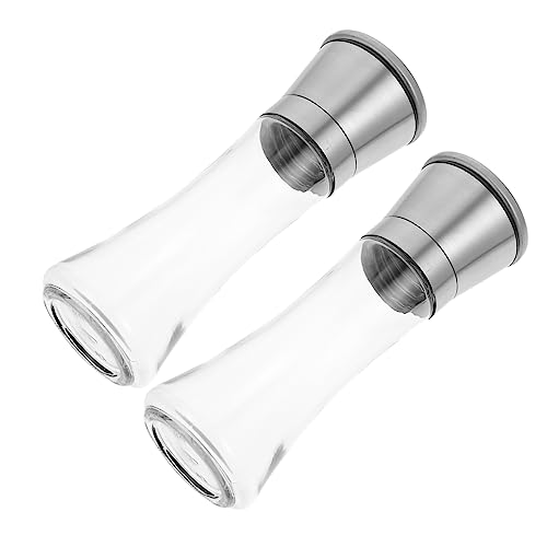 COLLBATH 2pcs Grinder Set Kitchen Pepper Coffee Beans Grinder Pepper Shaker Grinder Clear Pepper Salt and Pepper Grinder Manual Salt Shaker Coffe Bean Kitchen Masher for Pepper Glass White