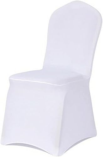 Funda para silla de color sólido, funda elástica de elastano, para banquete de boda, fiesta, banquete, hotel, comedor, color blanco