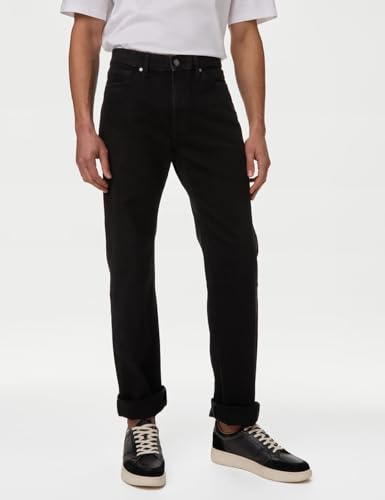 Image of Marks & Spencer Mens Light Wash Mid Rise Regular Fit Jeans