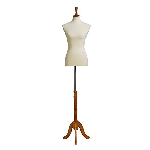 SONGMICS Female Mannequin Torso Body Form with Adjustable Tripod Stand, Medium Size 6-8, 34" 26" 35", for Clothing Dress Jewelry Display Photography Beige UMDF01BE