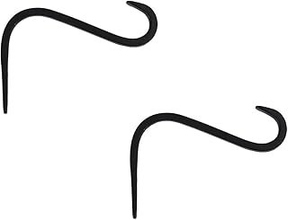 Cabilock 2 peças de suporte de plantas de pendurar gancho decorativo de ferro para pendurar vaso de flores, campainha de vento, alimentador de pássaros, suporte de parede, ganchos de flores para jardim ao ar livre, varanda, preto