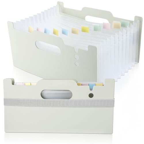 Tumosando ドキュメントファイル (A4 3つ折) 領収書ファイル 13ポケット ゴムバンド付き ヨコ ジャバラ 書類ケース 拡張式 レシート/伝票/取扱説明書/お金管理 仕分け グレー 縦125×横260×幅28mm