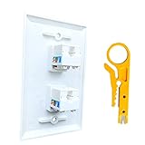BOPLAT 2 Port CAT6 Ethernet Wall Plate Punch Down Wire to Female with Punch Tool - Single Gang Cat 6...
