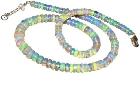Äthiopische Opal-Perlen AAA - 43 Karat Welo Feueropal-Rondelle, Natürliche Edelsteinperlen in Weiß
