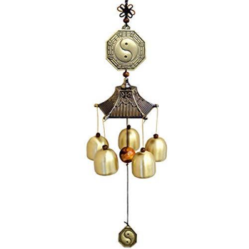 Feng Shui Campanas Campanas De Viento Cobre Puro Fengshui Windchime Wind and Bell Bronce Big 5 Bell Campanas De Metal Campanas De Viento Decoración Colgante para Exteriores Regalo Artesanal Cover