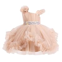 ABEHIK Girls Poncho Dresses Flower Girl Wedding Dress Sparkling Tulle Princess Birthday Dress for Party