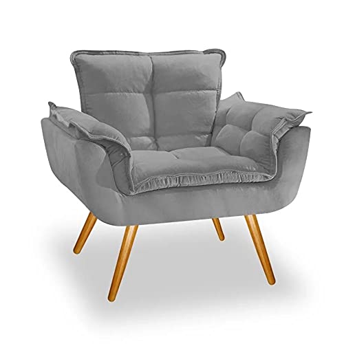 Poltrona Decorativa Linda para Sala de Estar Platinum Decor Cinza