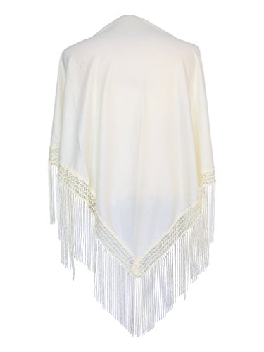 La Senorita Spanish Flamenco Dance Shawl cream white