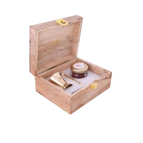 Dry Fruit Hub Saffron Kesar 2gm Kesor | Kungumapoo Kashmir | Keshar | kumkumapoovu With Antique Wooden Gift Box With Brass Okahlee (mortar and pestle) And Plucker