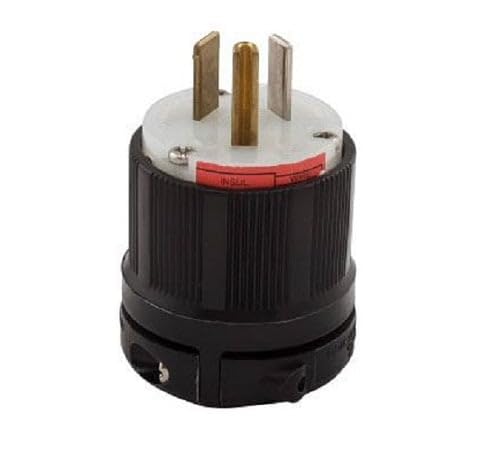 Cooper Wiring 7624N Specification Grade Grounding Dead-Front Straight Blade Plug 20 Amp 277 Volt AC 2-Pole 3-Wire NEMA 7-20P Black/White