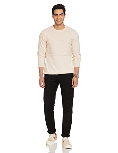 Image of Max Men Textured Flat Knit Long Sleeve Cotton Sweater