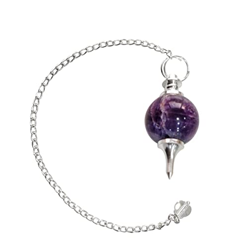 Image of Natural Amethyst Healing Crystal Pendulum | Positive Gemstone Pendulum Dowser for Spiritual Practices | Healing Crystals for Reiki, Meditation, Chakra Balancing | Feng Shui Vastu Decor