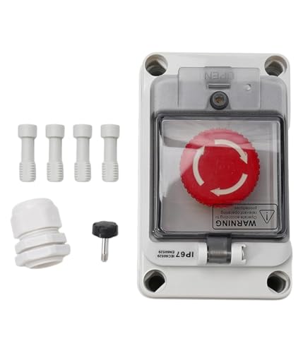 Not-Aus-Tastenbox, Not-Aus-Tasterkasten, mit Schutzabdeckung, ABS-Material, Anwendbar auf Elektrotechnik-, Kommunikations- und Brandschutzgeräte