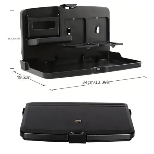 Image of Oshotto (FT-02) Car Backseat Food Travel Dining Meal & Snack Tray & Cup Holder for All Cars (Black) - 1 Piece