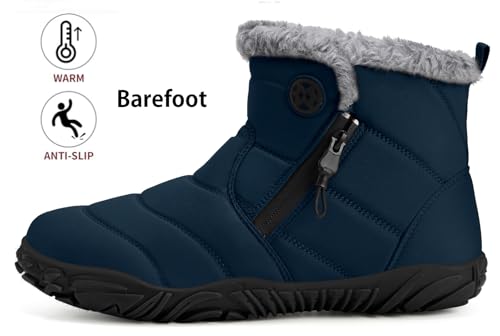 Image of Hsyooes Womens Mens Barefoot Boots Winter Snow Boots Wide Width | Warm Ankle Booties,Fur Lined,Zero Drop Sole,Wide Toe Box