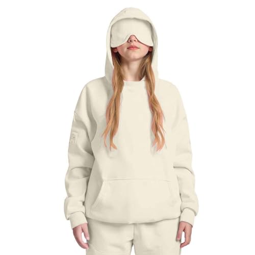 Comfort Hoodie with Eye Mask Built In,Airplane Mode Travel Hoodie Comfy Wearable Blanket Hoodies for Boys Teen Girls