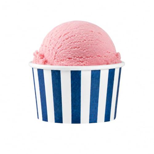 Image of Restaurantware Coppetta 4-Ounce Dessert Cups, 200 Disposable Ice Cream Cups - Lids Sold Separately, Heavy-Duty, Blue And White Paper Frozen Yogurt Bowls, For Hot And Cold Foods
