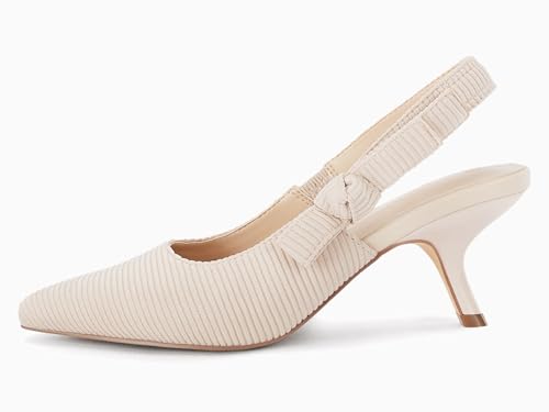 Image of Coutgo Womens Slingback Kitten Heels Closed Pointed Toe Bowknot Knitted Slip On Work Pumps Dress Shoes