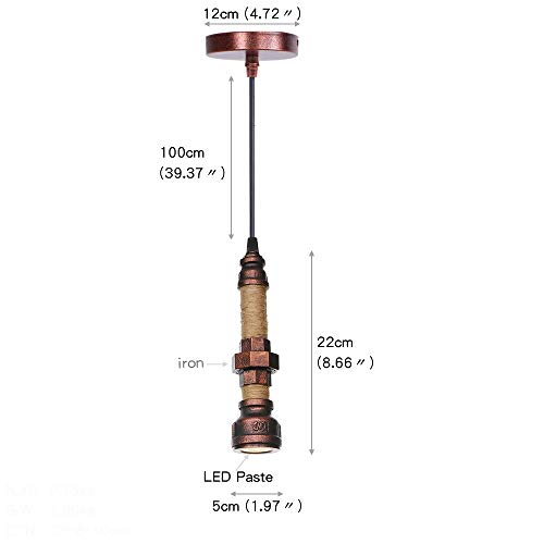 Suspension pipe industrielle steampunk en fer forgé noir rétro - 5
