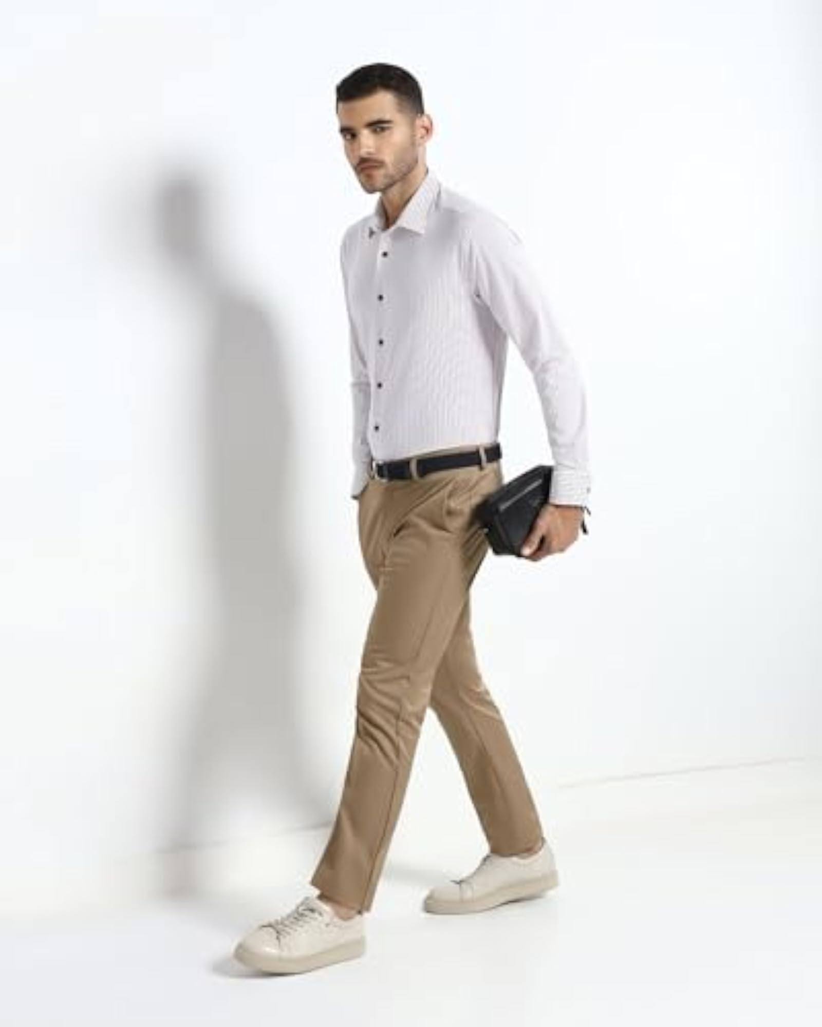 Polyester Solid Slim Comfort Formal Trousers