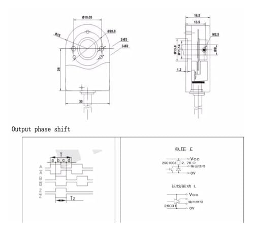 Codificador fase AB PD30 de 6mm con salida de voltaje para regular velocidad de motor CC 6