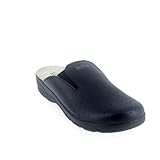 Sole: PU Saniflex 89921-10 Médical Certifié Sabots Mules Chaussons Chaussures en Cuir, Homme, Bleu, EU 43
