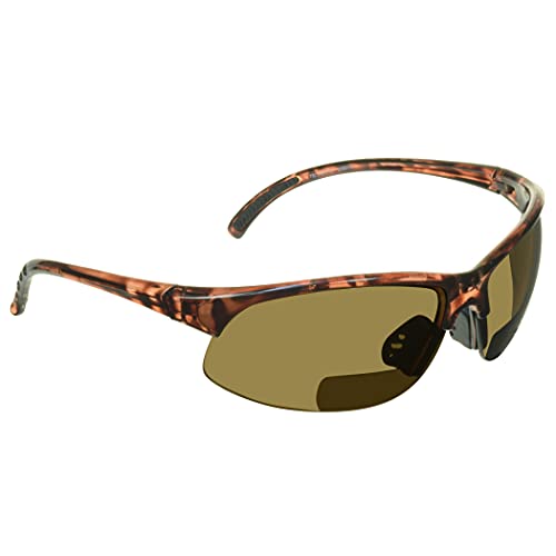 proSPORT BIFOCAL Sunglasses Reader +2.50 Amber Lens Semi Rimless Sport Wrap Tortoise Shell Brown Frame for Men and Women