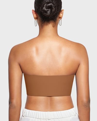 Image of INLYRIC Women's Inbarely Strapless Bandeau Bra Bralette Tube Top Seamless Comfortable Stretchy Non Padded Bras Tops