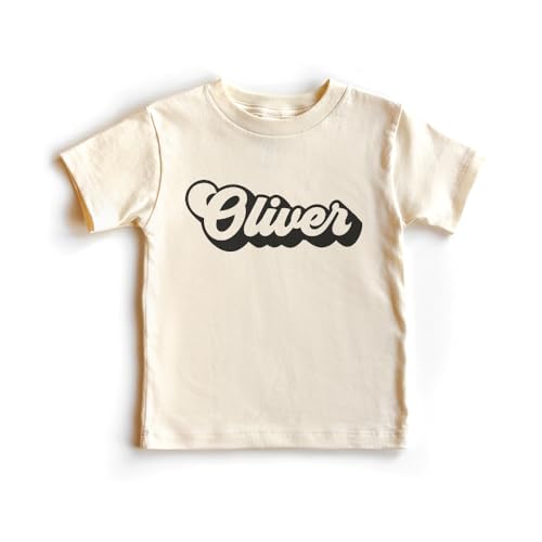 Personalized Groovy Name Toddler Shirt - Custom Name Minimalist Retro Kids Name T-Shirt - Cute Boys & Girls Natural Toddler Youth Graphic Tee