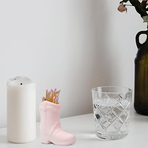 Cowboy Boot Match Holder, Cute Boot Match Holder Match Jar with Striker for Candle Ceramic Boot Match Holder for Kitchen Bathroom Interior Decoration (Pink) Cowboy Boot Match Holder (Pink) - Cosy Home Interiors Cowboy Boot Match Holder, Cute Boot Match Holder Match Jar with Striker for Candle Ceramic Boot Match Holder for Kitchen Bathroom Interior Decoration (Pink) Cowboy Boot Match Holder (Pink) - Image 3