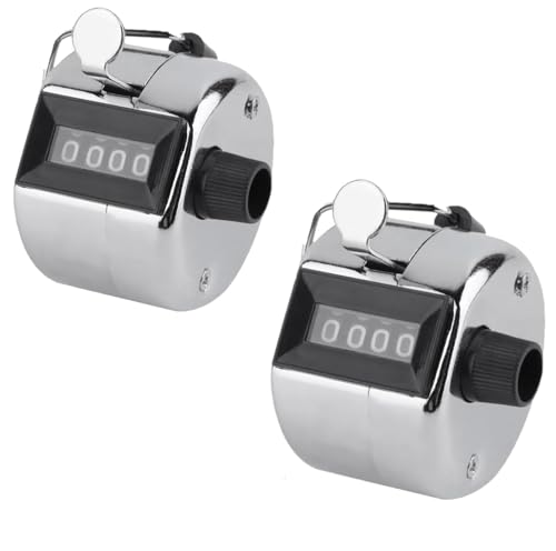 Contador Manual Mecanico, Metálico Contador De 4 Dígitos, Contador Manual De 4 Dígitos, 2 Piezas Contador De Clicker De Mano, Contador De Clicker De 4 Dígitos, Para Golf,Deporte,Entrenador,Escuela
