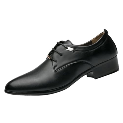 Men's Lace Up Derby Dress Shoes Pointed Toe Large Size British Style Polished Leather Casual Business Wedding Trend Footwear