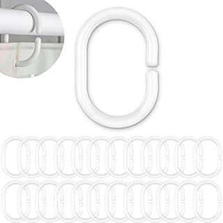 Pierścienie do zasłony prysznicowej, 24 sztuki, białe, 4,6 x 2,9 cm średnicy wewnętrznej, do drążków do zasłony prysznicowej, białe pierścienie prysznicowe, ze stabilnego tworzywa sztucznego, do C