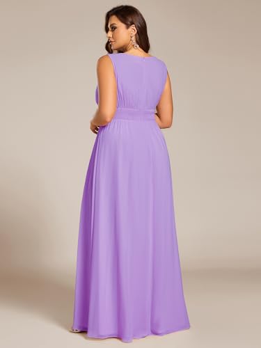 Image of Ever-Pretty Plus Women's Round Neck Sleeveless Empire Waist Maxi Plus Size Formal Gowns Bridesmaid Dresses
