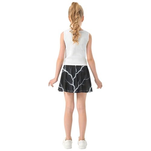 Toddler Athletic Shorts for Girls Skorts Toddlers Tennis Skirts Cheer Skirt White Branching Lightning Black 4t4